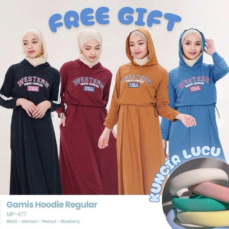 Oneset Gamis Hoodie Wanita [FOREVER SWEET] Setelan Gamis Sporty Kekinian Regular