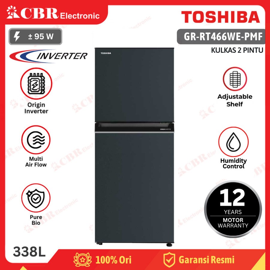 Kulkas TOSHIBA 2 Pintu GR-RT466WE-PMF(58) / 338 L - Inverter