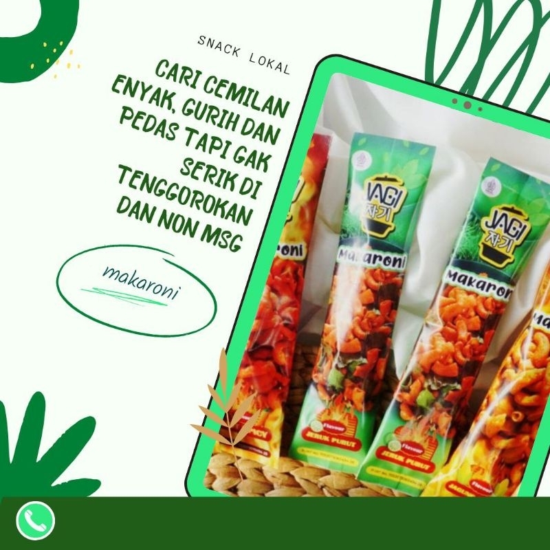 

MAKARONI NON MSG PAKET 1 KARTON ISI 225 PCS BY JAGI JAJANAN SNACK CEMILAN