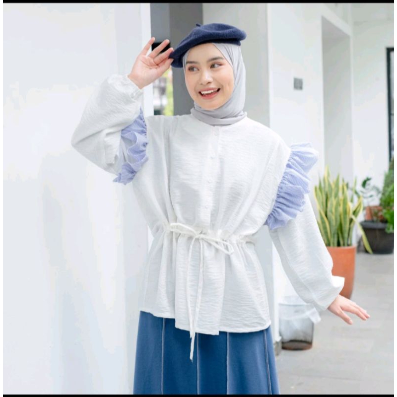 Mybamus Dilla Ruffle Blouse Broken White ( Grade B )