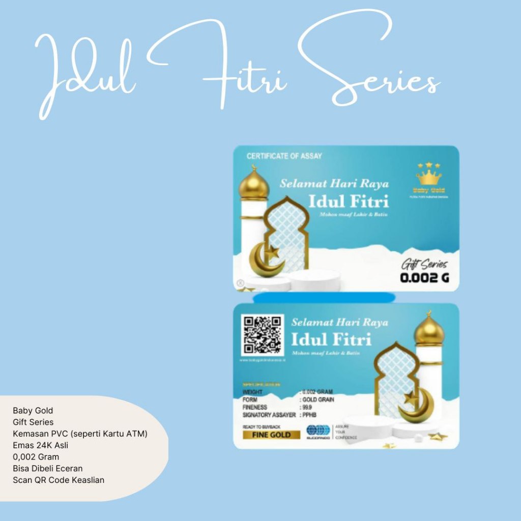 [FREE AMPLOP IDULFITRI LEBARAN] GRAMASI 0,002 GRAM BABY GOLD IDUL FITRI SERIES KADO EMAS IDUL FITRI 