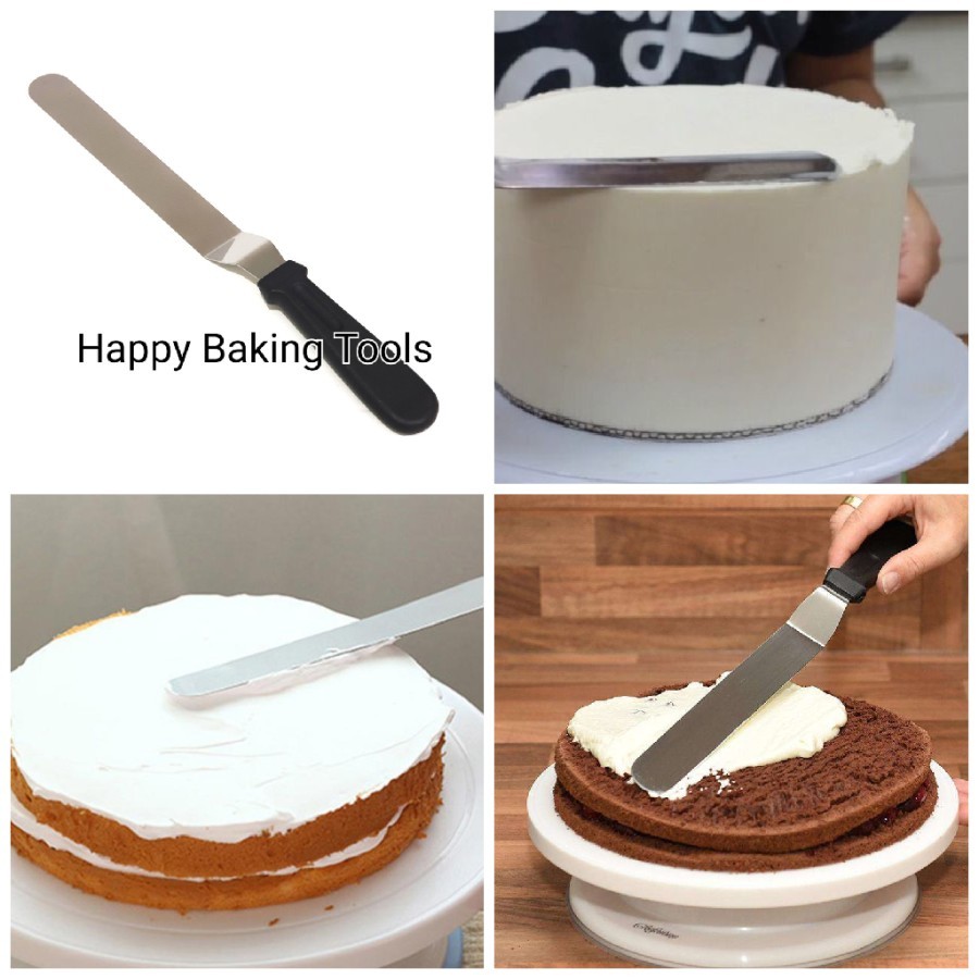 Spatula dekor bengkok stainless, spatula decor kue stainless import, spatula kue bengkok stainless i
