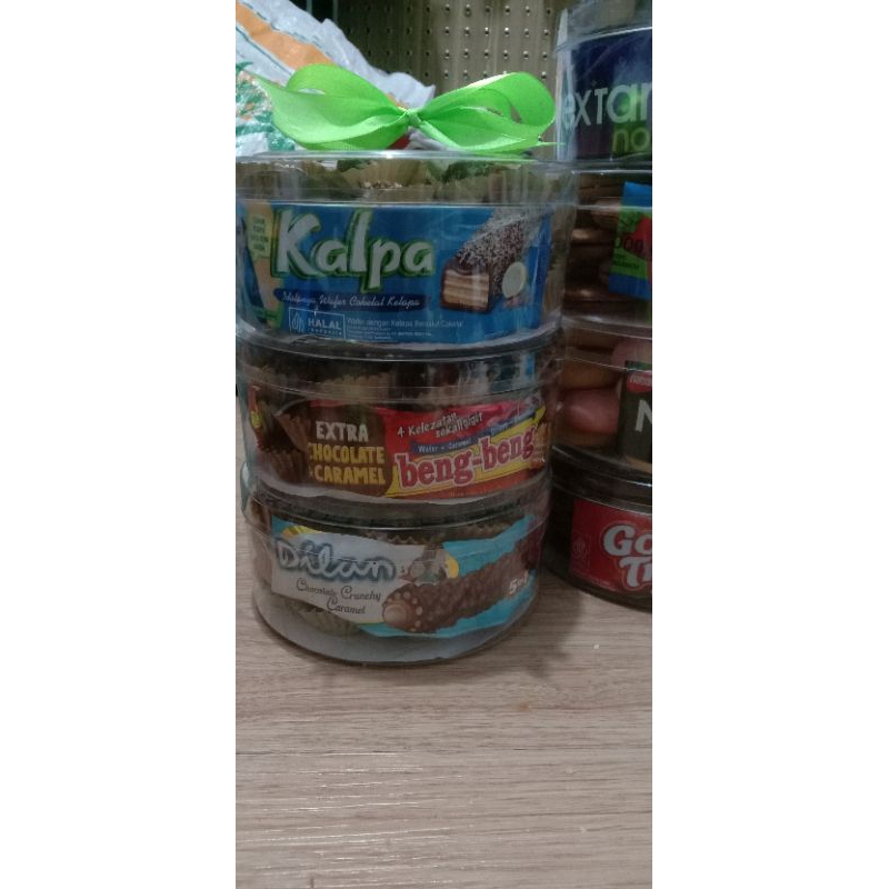 

paket jajan branded repack dilan, beng2 , kalpa toples 500gram