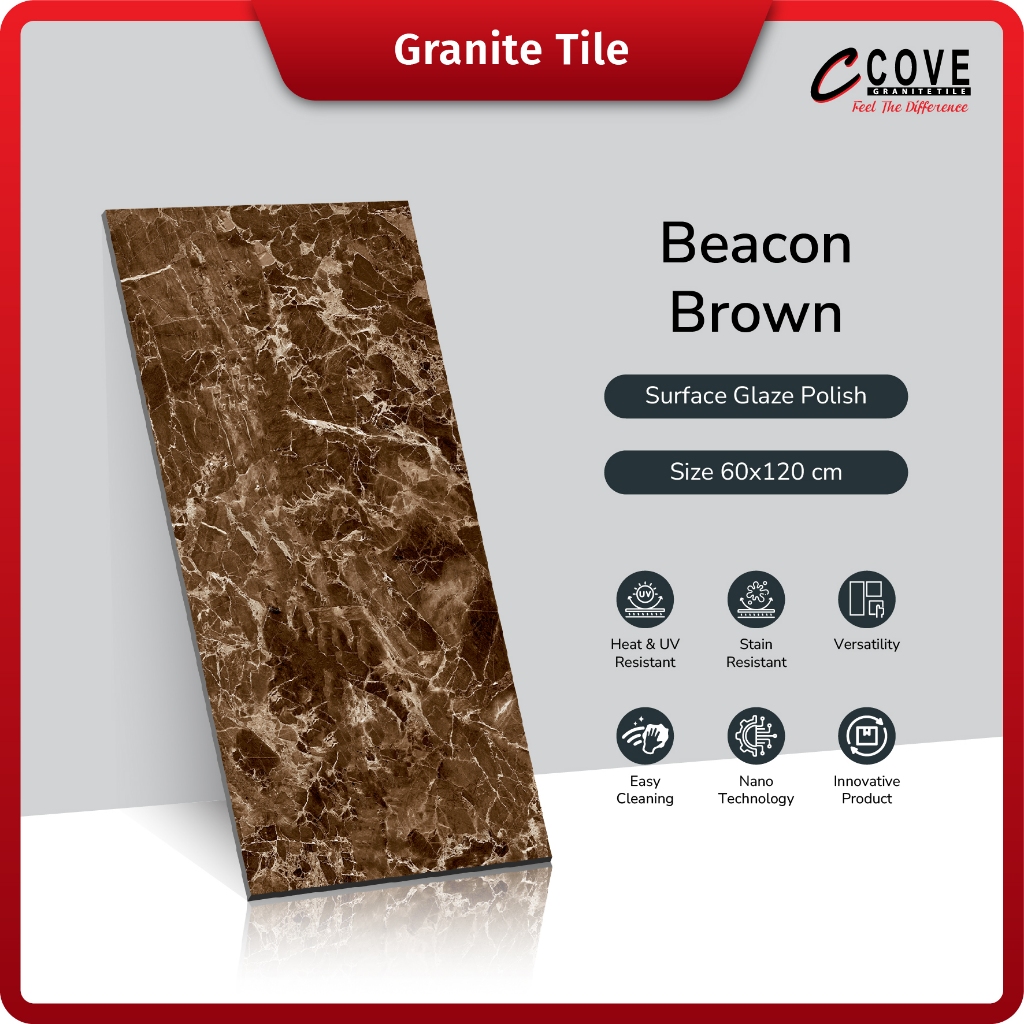 Cove Granite Tile Beacon Brown 60x120 Granit / Kramik Lantai Dinding