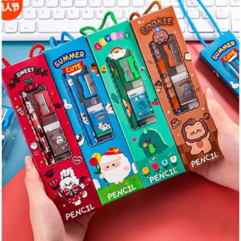 

Set Alat Tulis Sekolah 5 in 1 Karakter Lucu / 5Pcs Set Alat Tulis Pensil Motif Kartun Lucu / Stationery Set 5 In 1