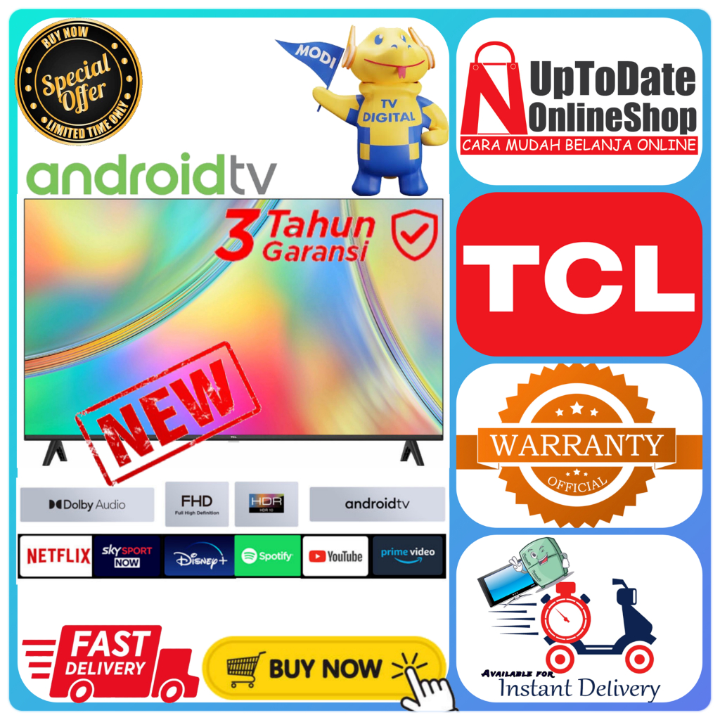 TCL ANDROID TV 32 INCH 32S5400A 32 S5400A SMART TV FRAMELESS LED TCL HD DOLBY AUDIO
