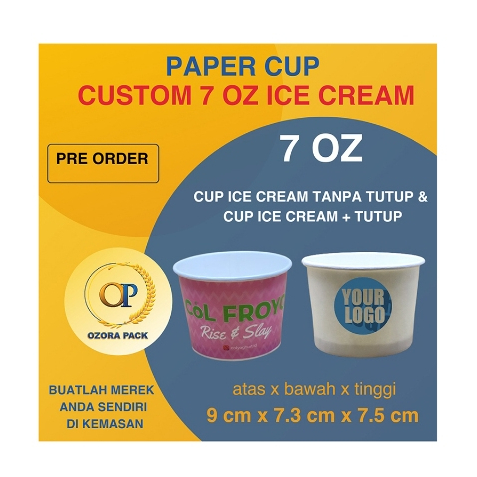 Custom Printing Cup Ice Cream 7 OZ/ Custom Sablon Cup Ice Cream 7 OZ/ Cup Ice Cream 7 OZ