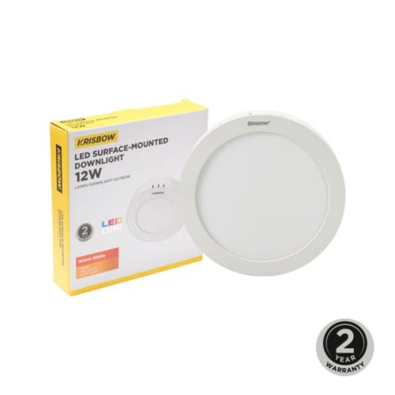 Krisbow Lampu Downlight Bulat Outbow Led 12 Watt - Warm White