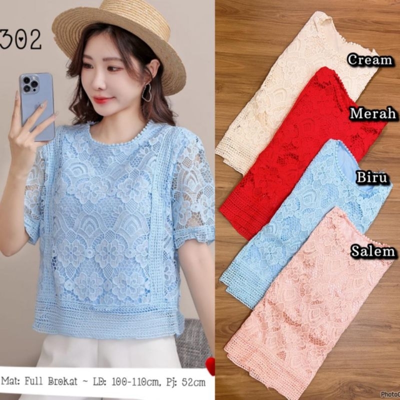 LF 302 BLOUSE BRUKAT BUNGA