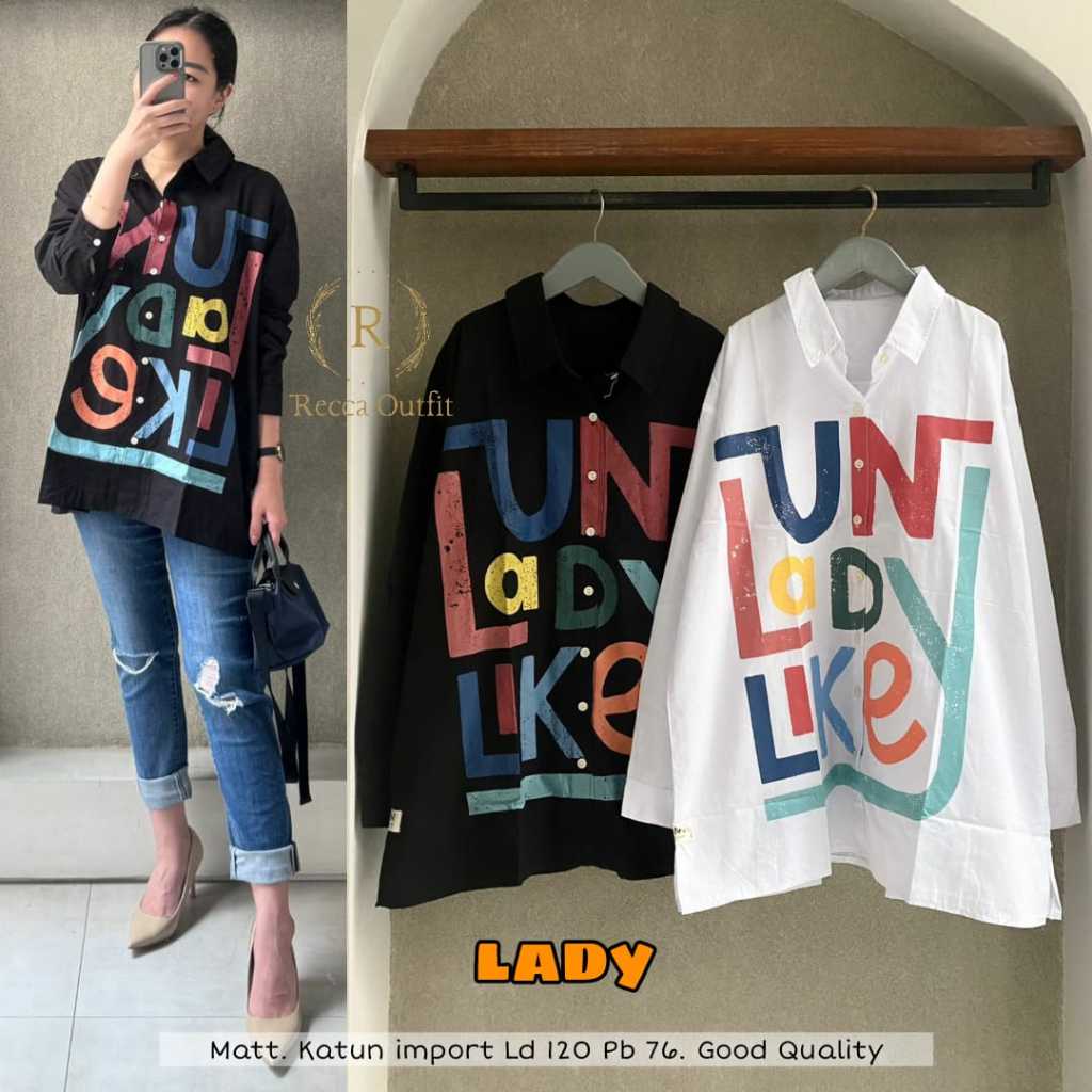 Baju Atasan Blouse Kemeja Wanita Jumbo Ld 120 XXXL Lady Bahan Premium Katun Import Recca