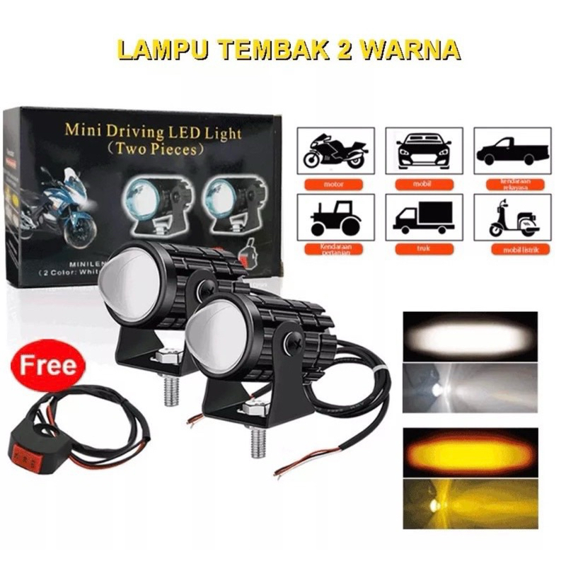 LAMPU SOROT LED LASER/Mini D2 Laser Gun/Lampu Tembak Sorot Foglamp/Lampu Tembak Laser Led Mini 2 War
