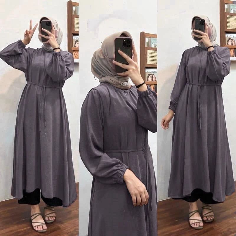 gamis midi crinkle