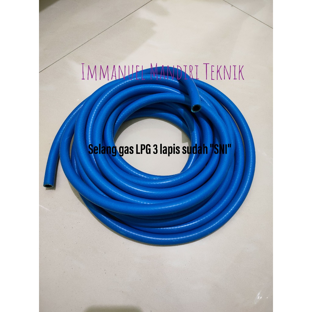 Selang gas LPG 3 lapis / Selang gas LPG high pressure SNI - Biru