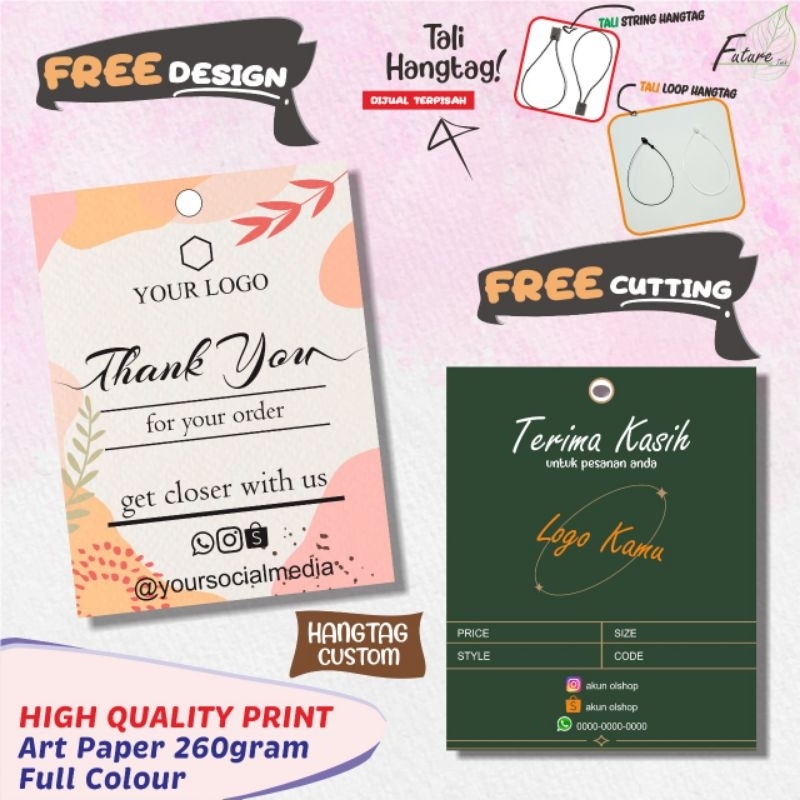 

Hangtag Label Produk Gantungan Bentuk Persegi