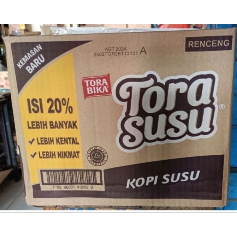 

ToraBika / Kopi Tora Bika Susu Full Cream 1 Dus / Karton Isi 12 Renceng x 10 Pcs ( 120 Sachet )