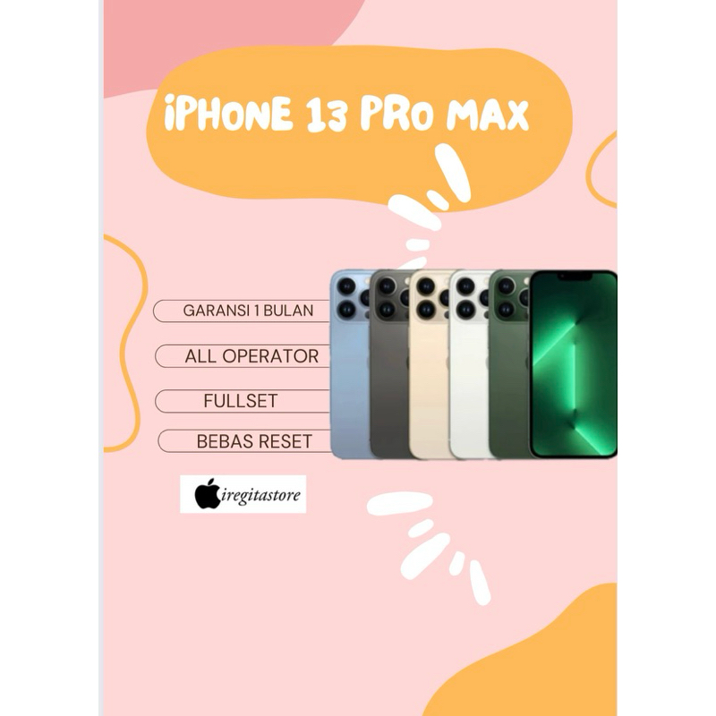 Iphone 13 Pro Max 128gb 256gb 512 gb SECOND MULUS FULLSET GARANSI 1 BULAN