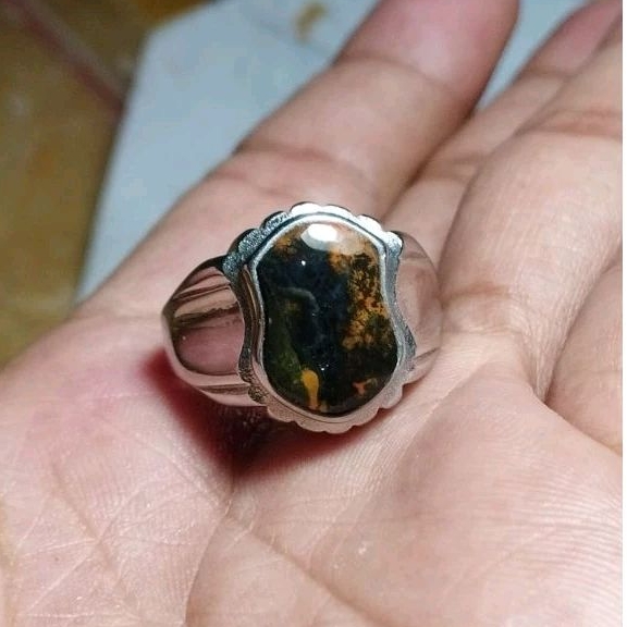batu cincin akik bacan kembang pancawarna size terompah