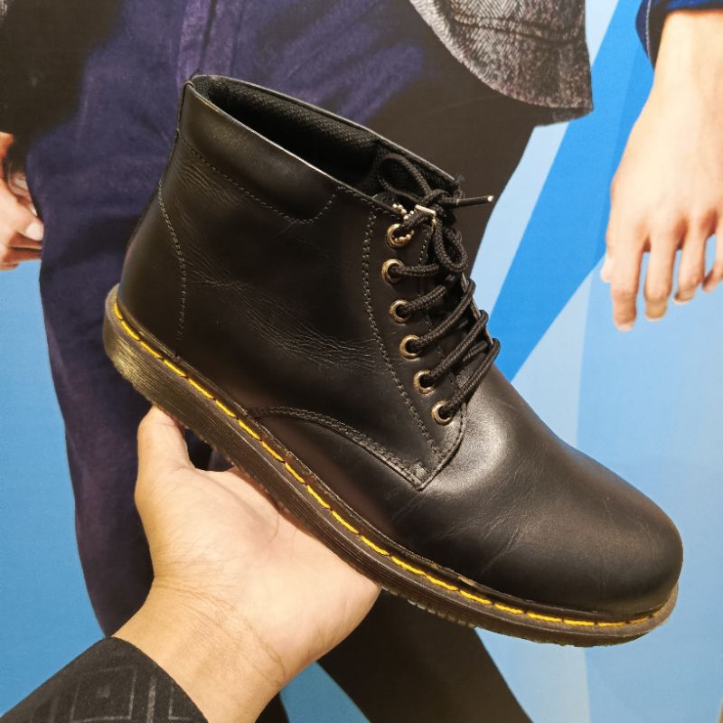 SEPATU BOOTS FASHION KULIT PRIA YONGKI KOMALADI SOL RABER KARET || BOOTS FASHION PRIA TALI DI ATAS M