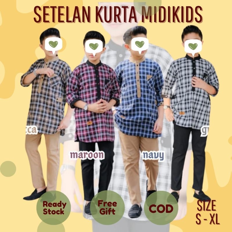 Setelan Koko Kurta Anak Laki Laki Kotak