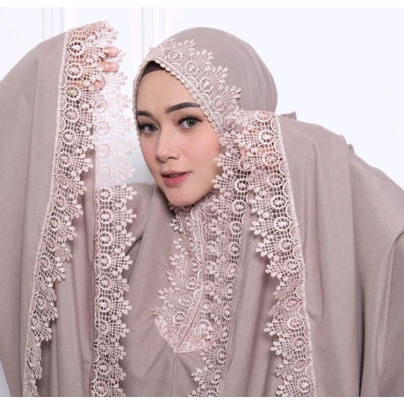 Mukena renda AISYAH 2in1/ Mukena dewasa/ Mukena polos renda mewah