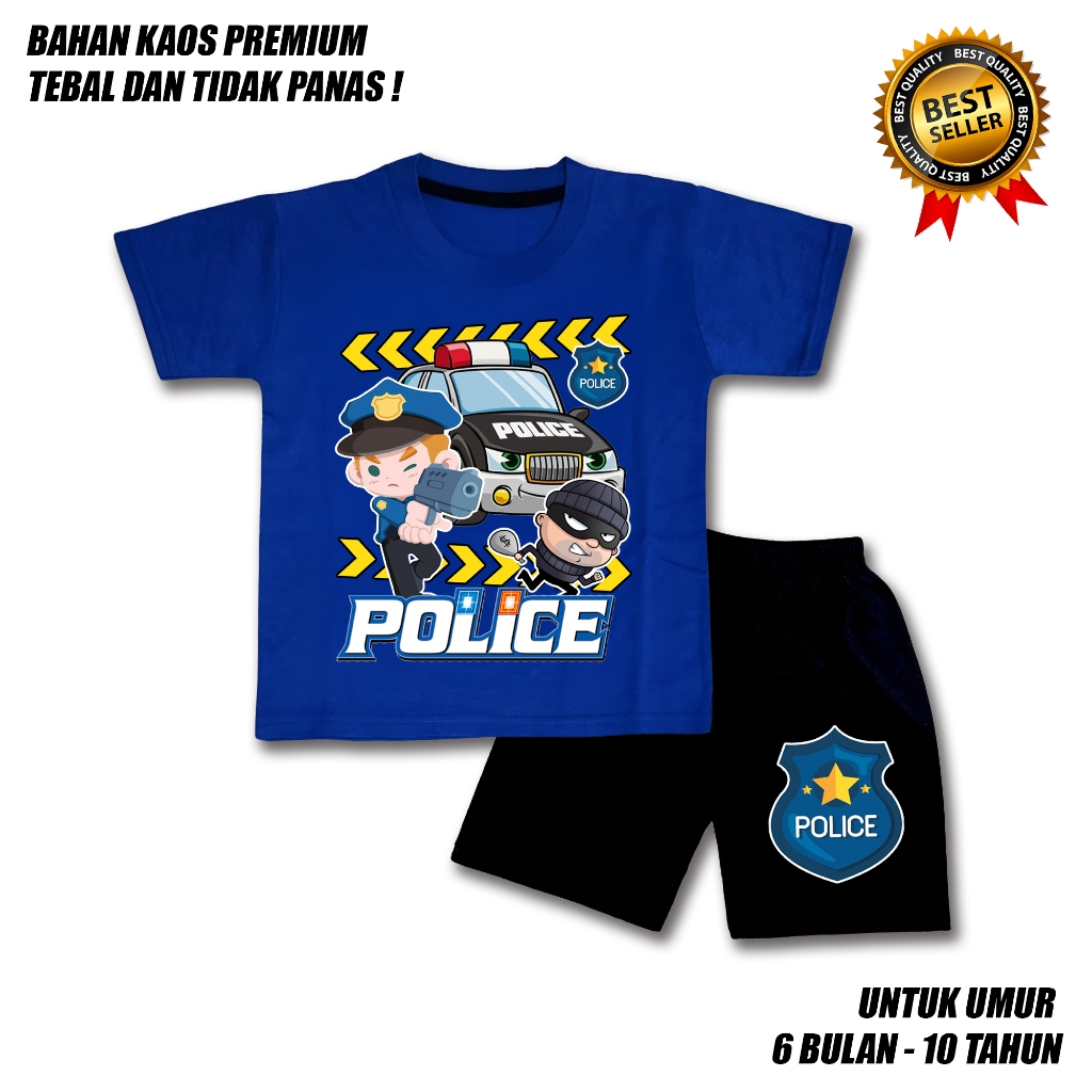 SETELAN ANAK LAKI LAKI POLICE POLISI CELANA HITAM BAHAN PREMIUM / SETELAN ANAK LAKI LAKI USIA 0-10 T