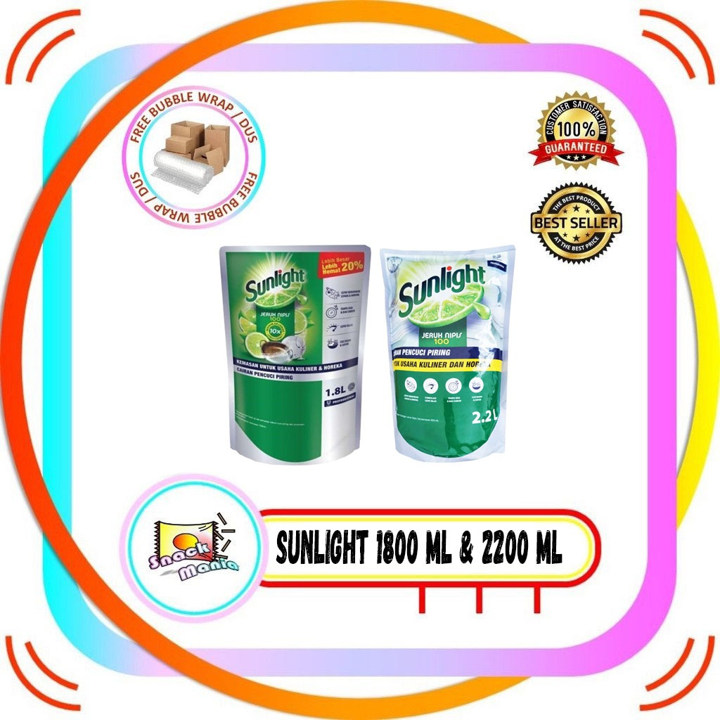 Sunlight Professional Lime Pouch 1800 ml Sabun Cuci Piring Jeruk Nipis 2.2 Liter 1.8 L 2 Liter