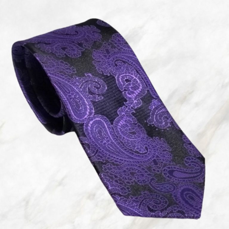 TVH949 DISKON Dasi Ungu Batik Formal Slim