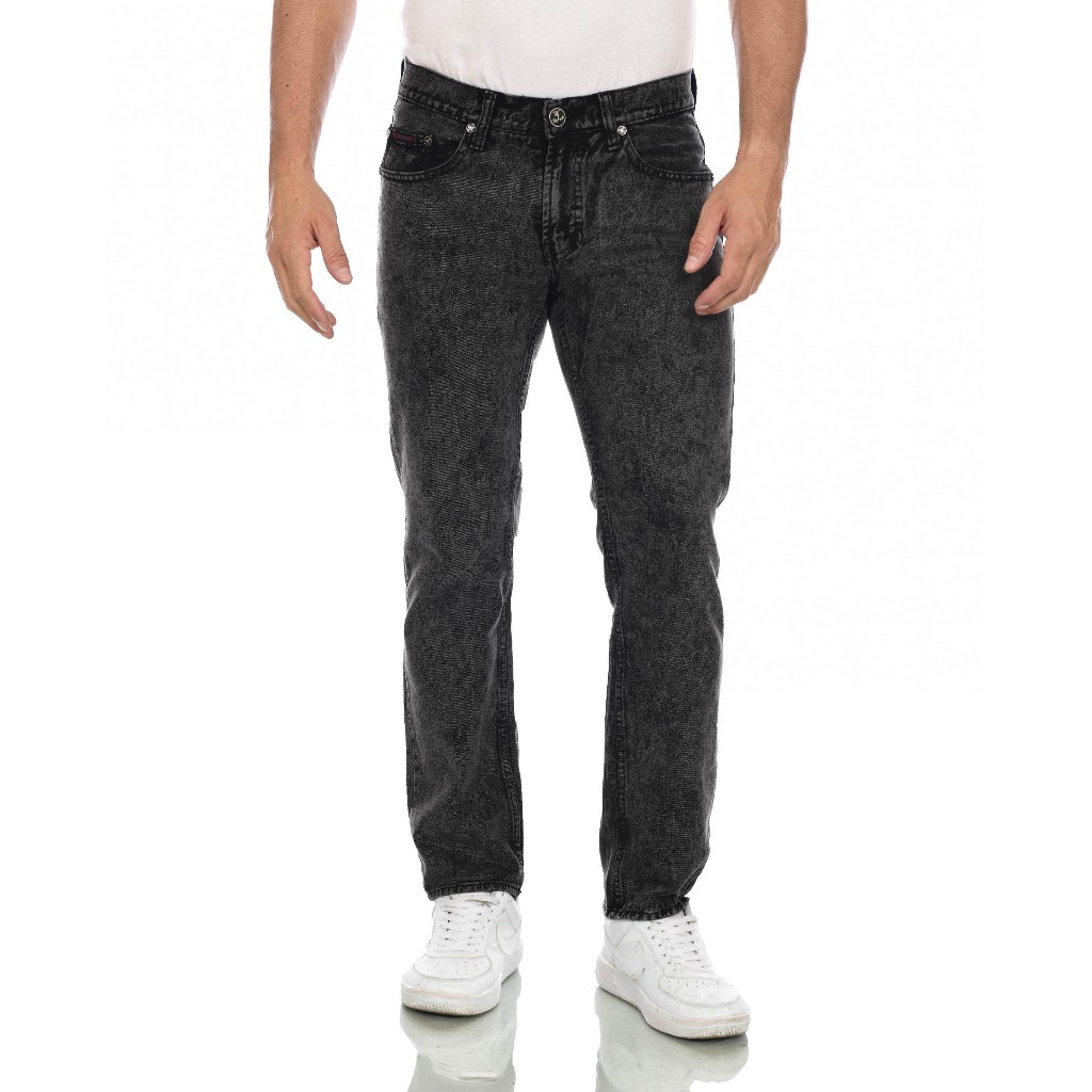 Rafen Celana Panjang Jeans Basic Straight Pria Original - Dark Grey Snow