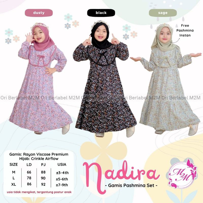 nadira gamis anak free pasmina
