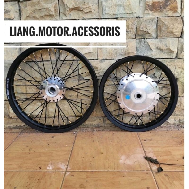 Sepaket Velg Custom Trail Cross Ring 17 14 Depan Belakang - Beat Street Dan X Ride. Bonus Rakit Plus