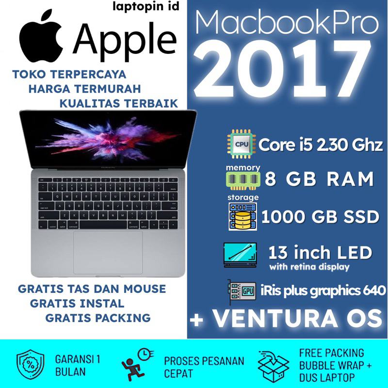 MacBookPro 13 2017 Core i5 ORIGINAL 8GB RAM 256GB SSD BEKAS SECOND MURAH A1502 TERMURAH BERGARANSI