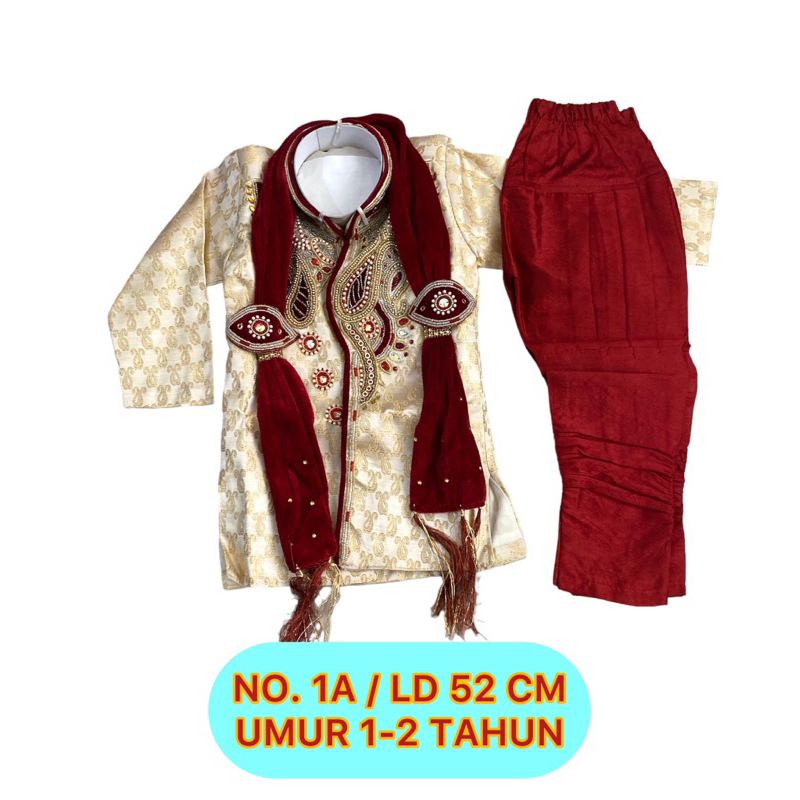 SHERWANI ANAK UMUR 1-2 TAHUN LD 52 CM BAJU LEBARAN ANAK LAKI UMUR 1-2 TAHUN BAJU PESTA INDIA ANAK CO