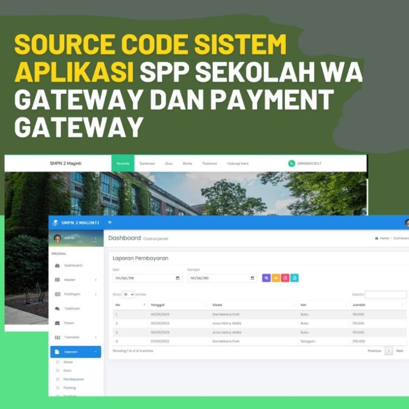 Source Code Web SPP Sekolah Terintegrasi Payment Gateway Xendit Dan API WA