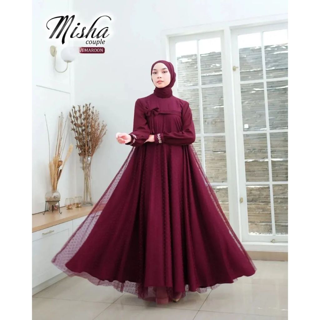 MISHA DRESS  Syahnaz set 3in1/Cantika set Scarft /Clarita set outer/Hilbab Syar'i dewasa / tali seru