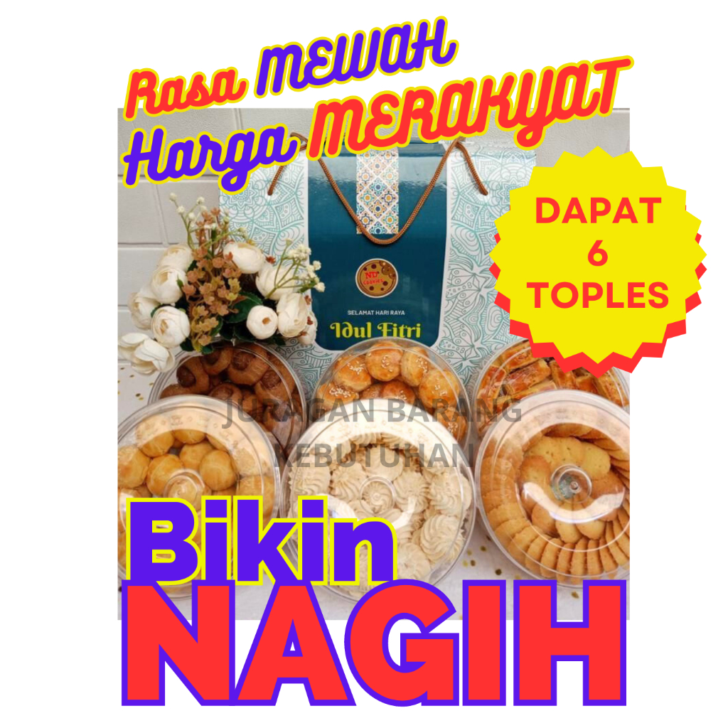 

Paket Kue Lebaran 6 Toples Makanan Kering Nastar Kue Kacang Sagu Keju Lidah Kucing Choco Crunch Kastengel Parsel Cookies Hampers Enak 1 Set Idul Fitri