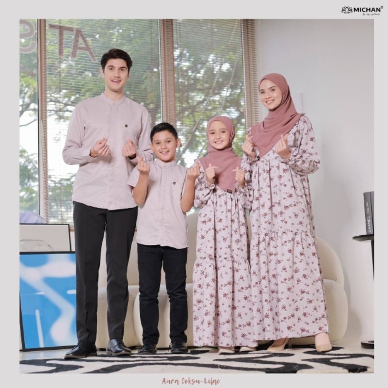 MICHAN Sarimbit Michan Aura Lilac Baju muslim seragam keluarga sarimbit lebaran kekinian baju muslim