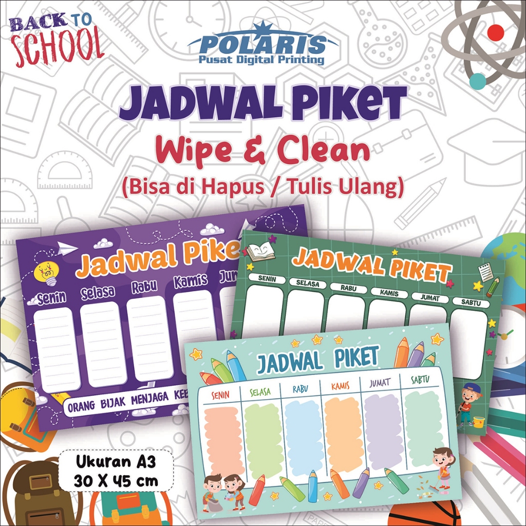 

Wipe & Clean Premium Poster Jadwal Piket Kelas Desain Menarik