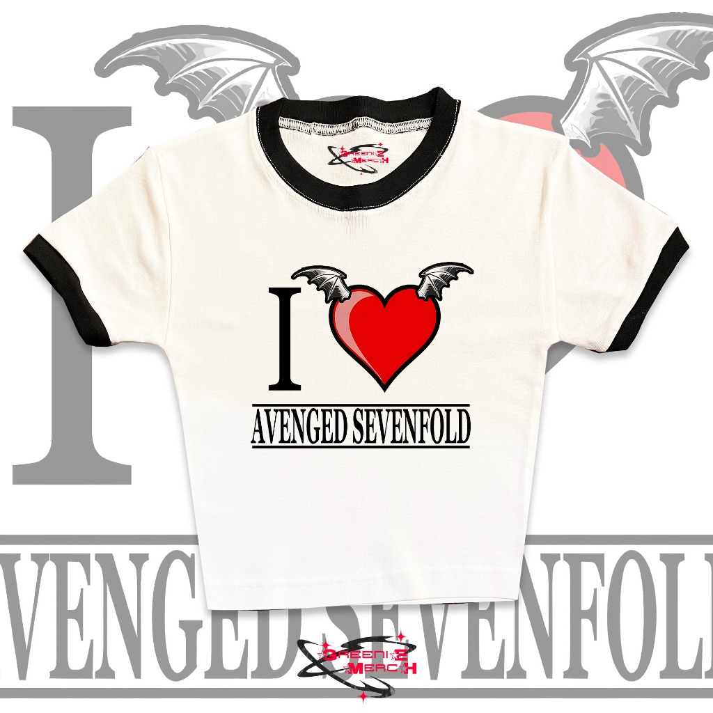 Crop Top Baby Tee I Love Avenged Sevenfold Ringer Black