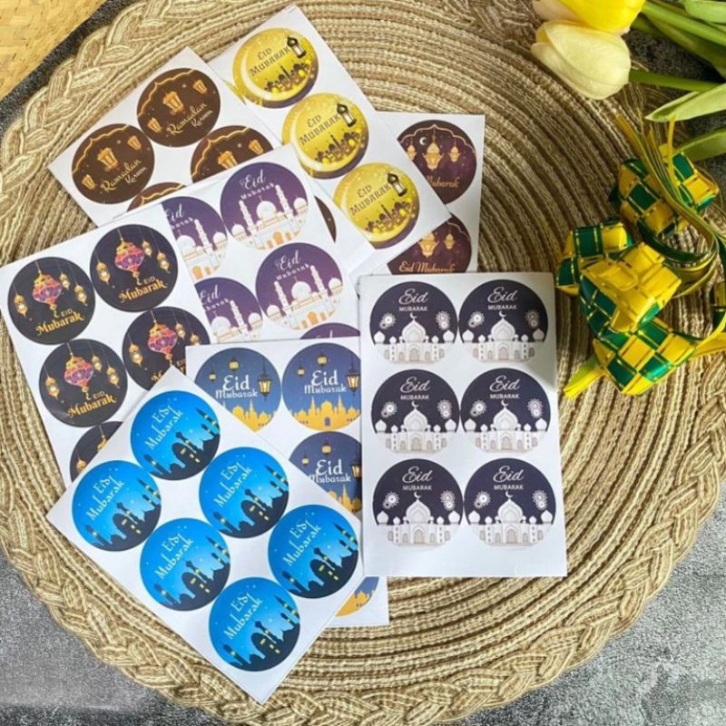 

Sticker Lebaran Idul Fitri Sticker Toples Lebaran Sticker EID Mubarak 1 lembar 6 sticker bulat