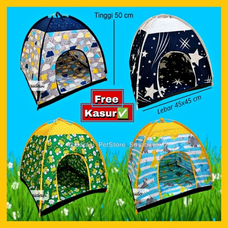 GPSS- Tenda Kucing 50x45x45 FREE KASUR Tenda Anjing Kelinci Hamster Marmut Landak Mini Tenda Hewan M