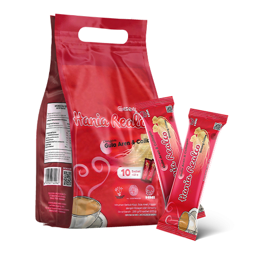 Kopi Hania Realco Ginseng Gula Aren & Collagen Coffee - HNI HPAI (1 Pack = 10 Sachets)