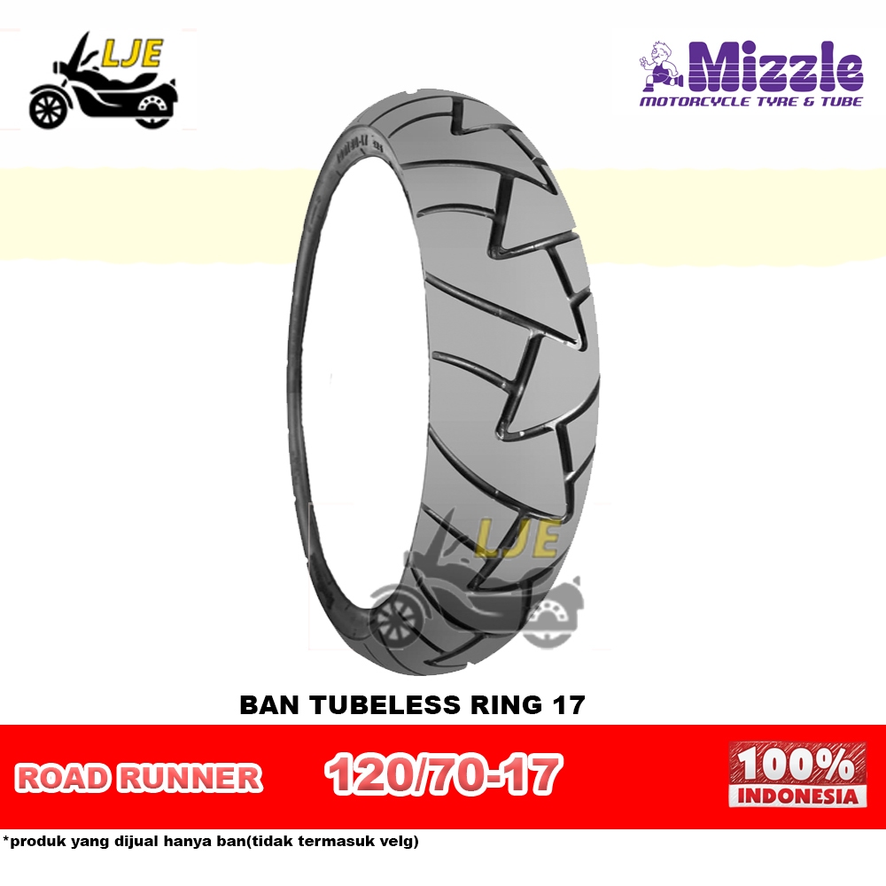 Ban Motor Tubeless 120/70-17 Mizzle Road Runner - ban motor ring 17 tubeless - ban baru mizzle