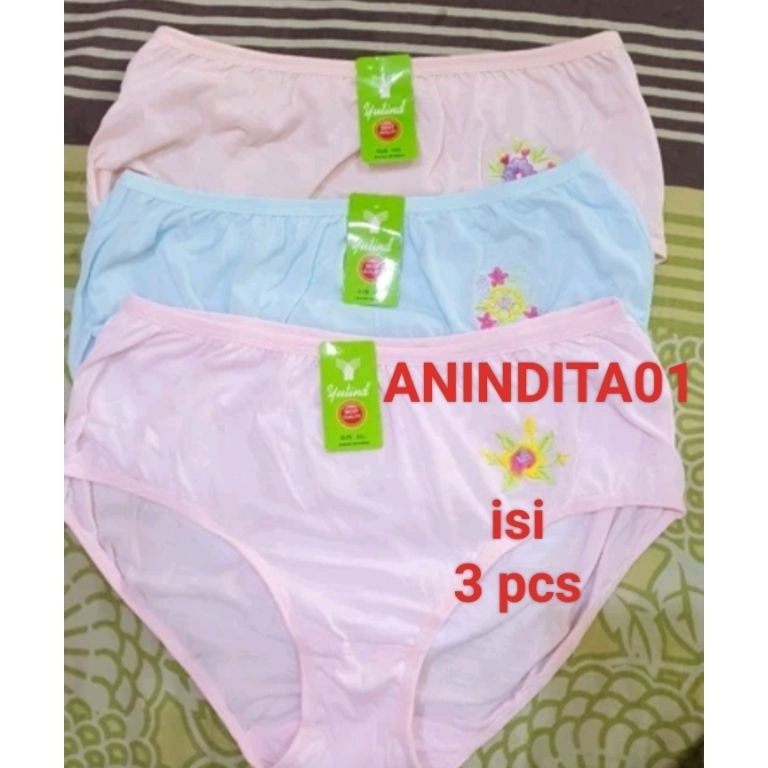 XDE794  CELANA DALAM YUTIND BORDIR SAMPING YUTIND CD WANITA DEWASA 3 PCS