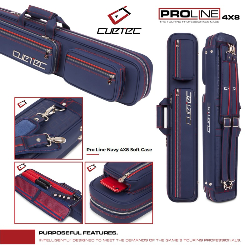 Cuetec Proline Navy 4x8 Soft Case/ Tas Billiard