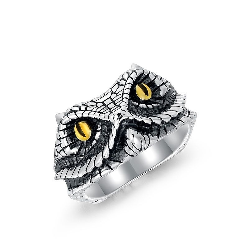 Cincin Mata Ular - Horn Snake Ring For Men / Cincin Ular Kepala Tanduk / Cincin Pria Motif Kepala Ul