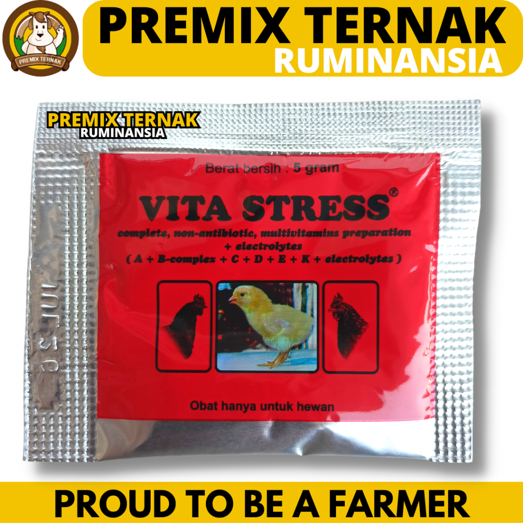 VITA STRESS 5 gram - Vitamin Anti Stres Ayam Unggas DOC Bebek Burung Vitastress Sakit Vaksinasi