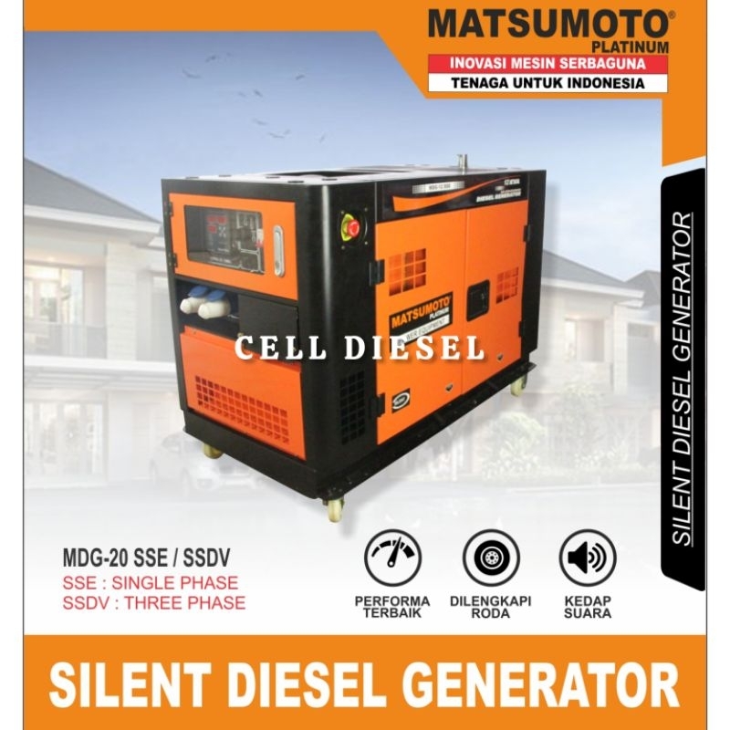 genset silent 10000 Watt 3 phase MATSUMOTO MDG 20 SSDV