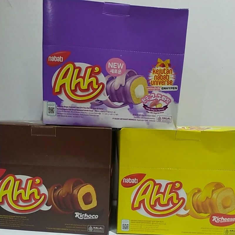 

nabati ahh 1 box isi 20 korean goguma richeese ah richoco coklat ah ungu taro