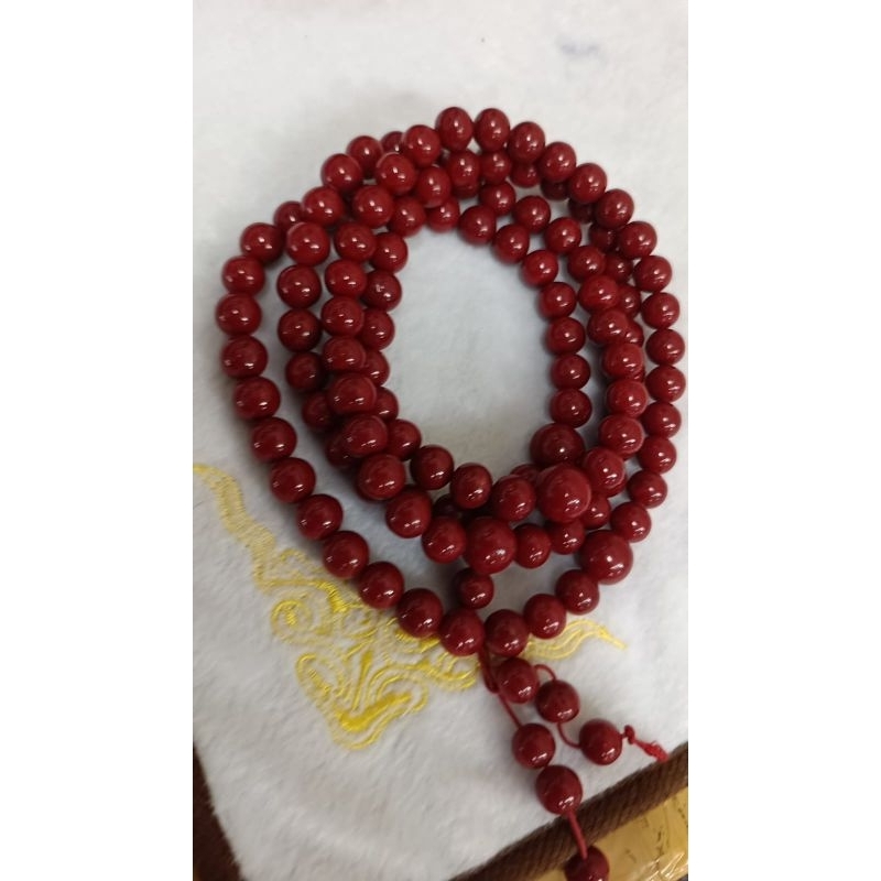 Tasbih Gelang Red Coral Grade A Tidak Berserat Premium Batu Karang Merah Koral Marjan Merah Delima A