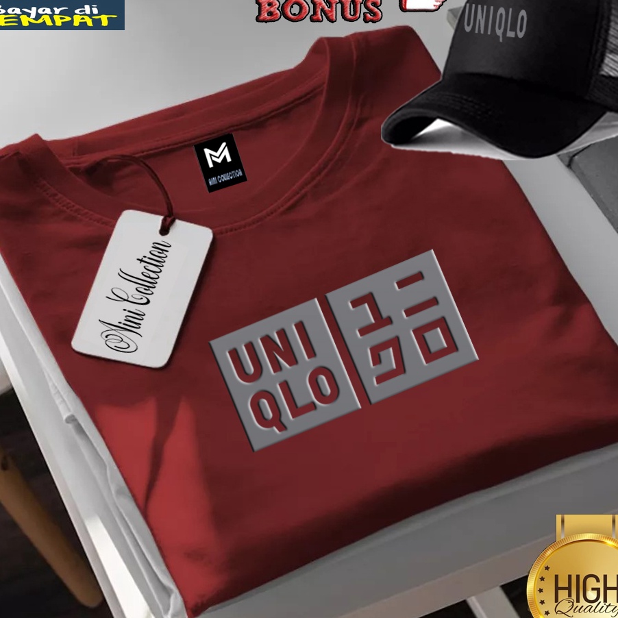 Terlaku Bonus Topi  Kaos Pendek Distro Uniqlo Blok Silver Terbaru Terkeren 185  Baju Lengan Pendek P